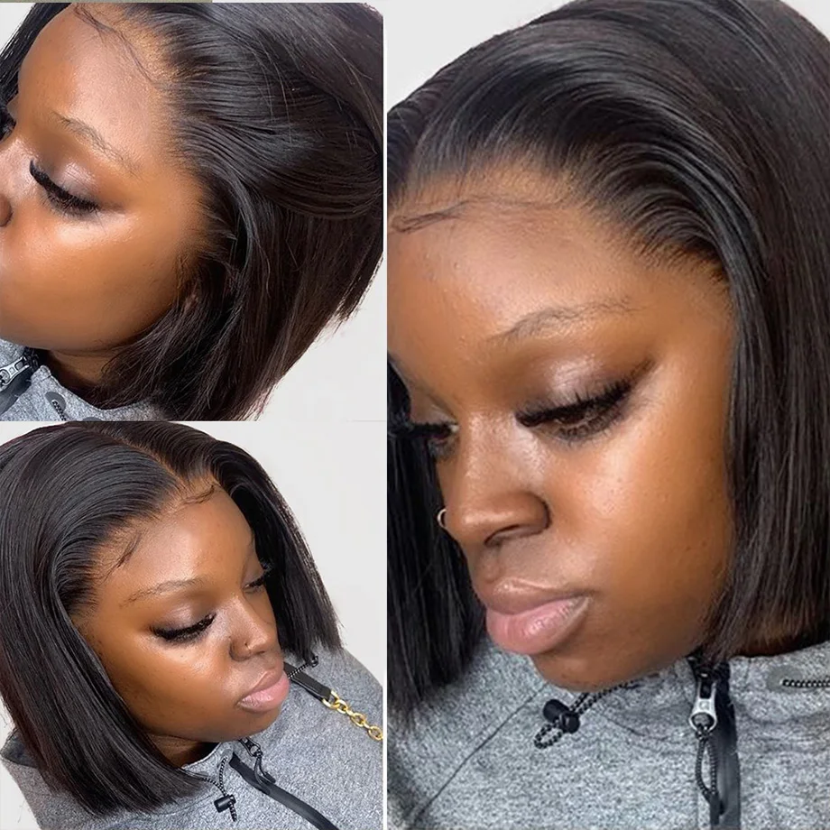 Straight Lace Front Wig Bob Wig Lace Front Human Hair Wigs For Black Women Human Hair Brazilian Pre Plucked T Part Short Wig