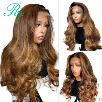 

13X6 150% Honey Blonde Ombre Color Wig Wavy Lace Front Human Hair Wigs For Black Women Preplucked Closure Wig Brazilian Remy