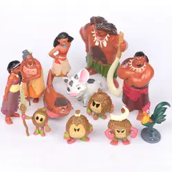 Moana Adventure Pack Playset 12 шт./партия Принцесса Chief Maui Chief Tui Sina ПВХ фигурки аниме куклы детские игрушки