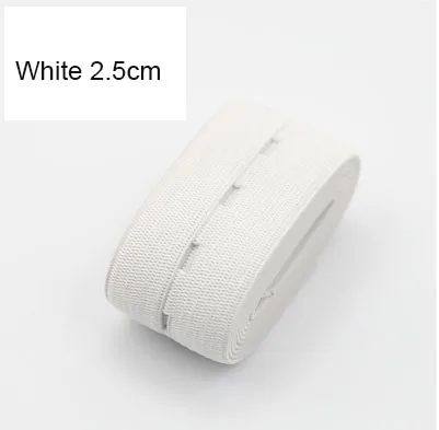 2 см цветная Регулируемая плоская эластичная лента с отверстиями для пуговиц эластичная лента для детских подгузников для беременных швейных аксессуаров 1 м - Цвет: 2.5cm White 1meter