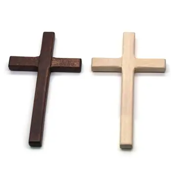 

2pcs Handmade Wooden Crosses Crucifix Jesus Christ Ornaments Religious Pendant