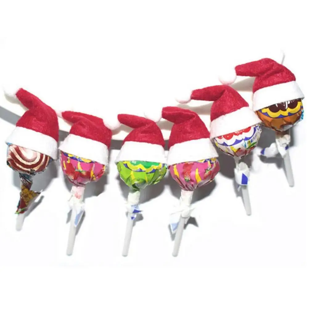 6Pcs Cute Santa Claus Hat Christmas Xmas Holiday Lollipop Top Topper Decor Party Acc Dropshipping
