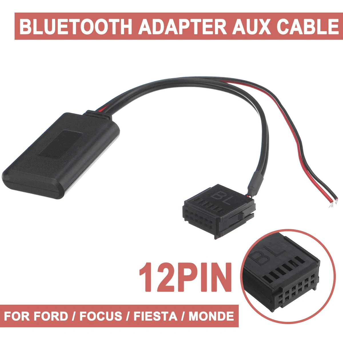 Автомобильный bluetooth-адаптер 12 В для Ford, для фокуса, для Fiesta, для Monde, для музыки, Aux, кабель, стерео AUX-IN, для bluetooth, aux, автомобильный комплект