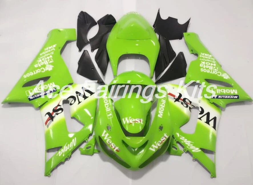 4 подарка ABS полный велосипед обтекатель комплект подходит для Kawasaki ZX6R 2005 2006 ZX-6R 05 06 Ninja 636 Обтекатели на кузов набор зеленый Западный