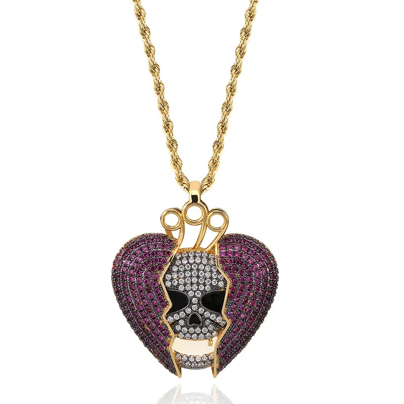 

Juice WRLD Celebrity Style Europe And America Cool Devil Skeleton Heartbreak Pendant Original Solid Full Zircon Hip Hop Necklace