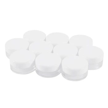 

10PCS Cosmetic Empty Jar Pot Eyeshadow Makeup Face Cream Lip Balm Container White