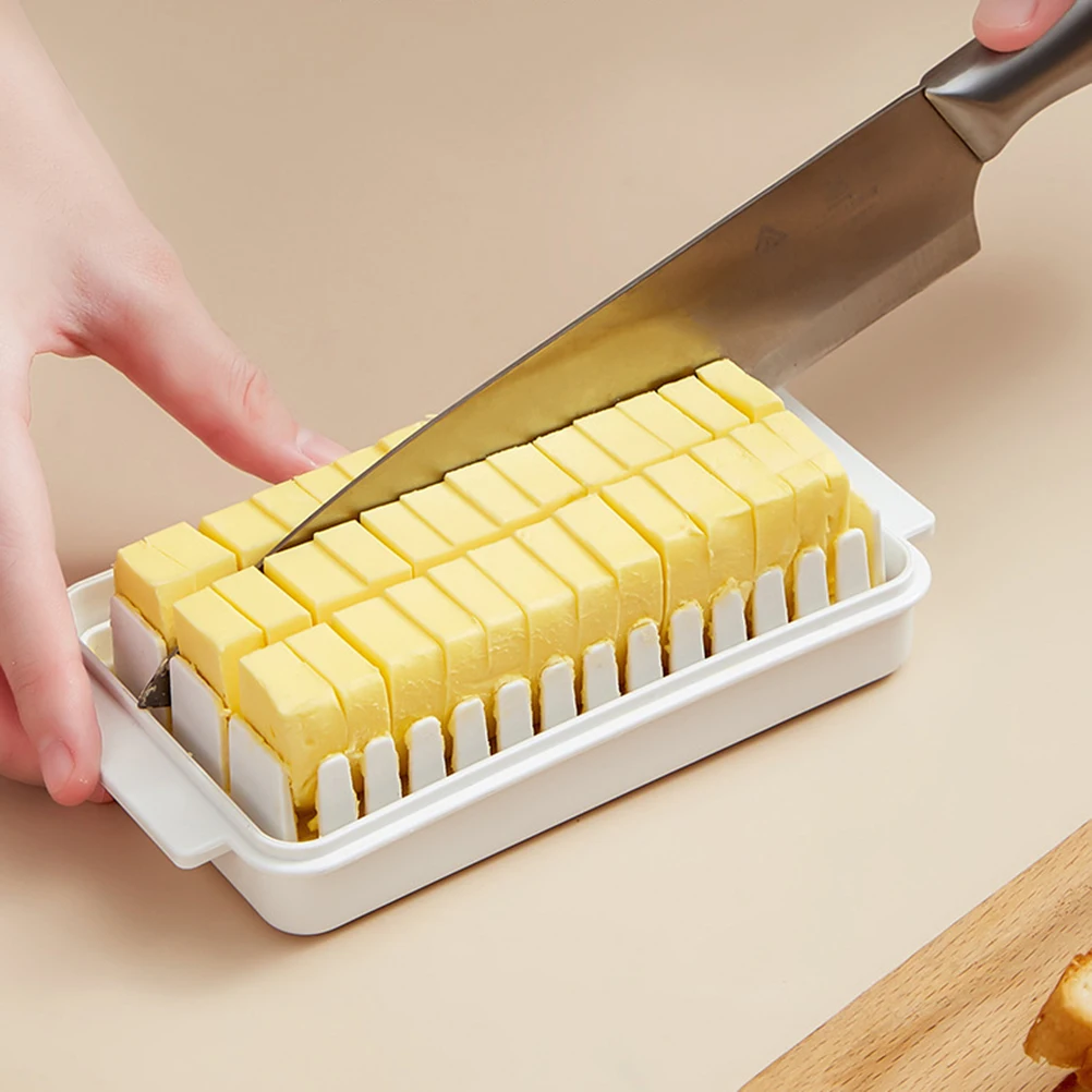 Plastic Butter Dish With Lid Butter Keeper Container Storage Cutter Slicer Great for Kitchen Storage