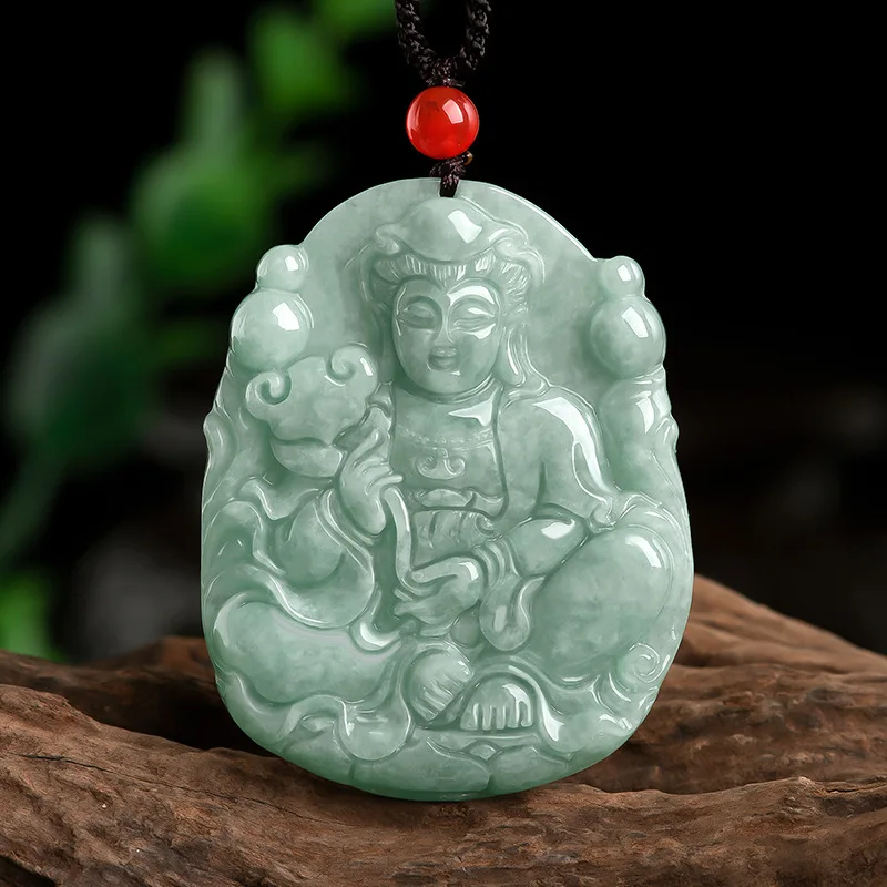 

Hot Selling Natural Jade Ruyi Guanyin Buddha Statue Charm Jewellery Hand-Carved Necklace for Women Men Fashion Accessories