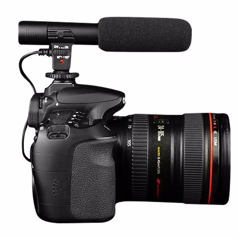 MIC-01 Профессиональный 3,5 мм микрофоны студийный цифровой видео стерео запись для камеры для Canon Nikon Mikrofono с батареей