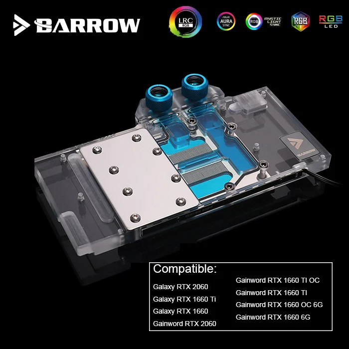Барроу GPU водный блок для Galaxy RTX 2060 1660 Ti Gainword 2060/1660 TI OC 6G VGA кулер BS GAG2060