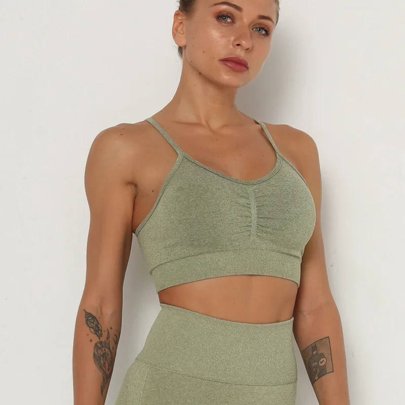 

Seamless Sports Bra Gym Fitness Women Running Crop Tops Push Up Padded Yoga Bra Underwear Female Athletic Workout Activewear