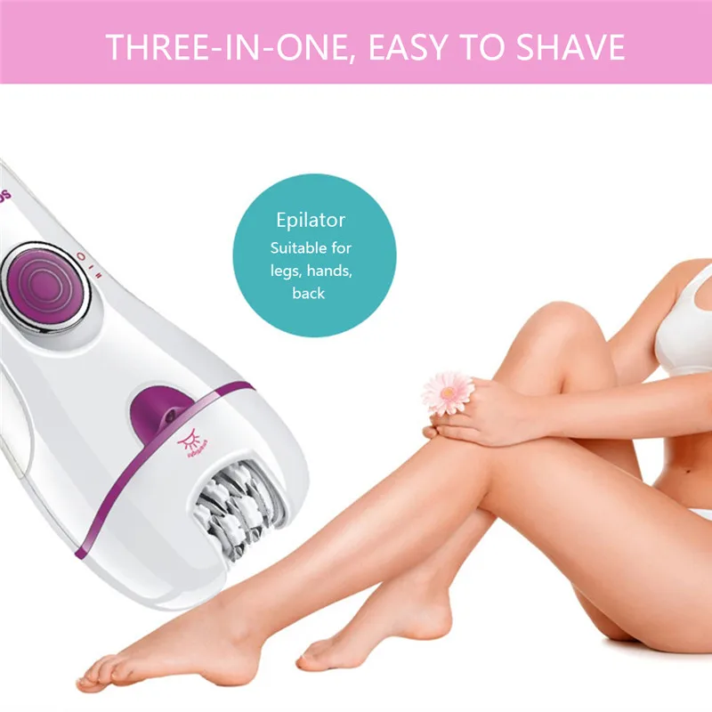 Women Epilator 3 In 1 Lady Shaver Painless USB Charge For Total Face And Body Hair Eyebrow Trimmer