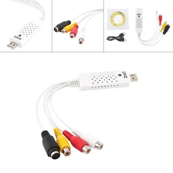 

USB2.0 Audio Video Capture Card Adapter AV to USB Plug and Play Signal Converter for WinXP 7 8 10 / Linux/Mac/Easycap/Vista