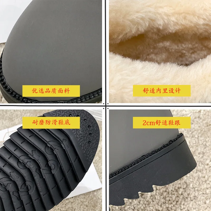 

Autumn And Winter New Style 2019 WOMEN'S Boots Slanted Heel Waterproof Platform Elevator Belt Buckle Cotton Boots Short Anti-sli