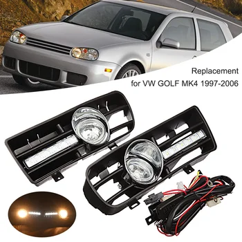 

1 Pair Front Bumper Lower Grilles Day light with Fog Lamp Set for VW GOLF MK4 1997-2006 (Right and Left)