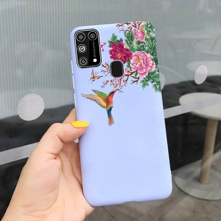 Silicone Shockproof Phone Case with Fresh Flower and Feather Design