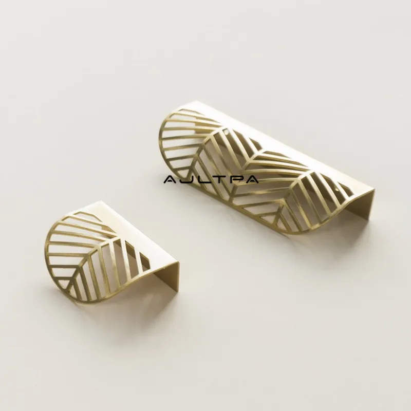 

100Pcs Leaf shape Brass Furniture Handles Door Knobs Drawer Pulls Kitchen Cabinet Knobs Handles Hardware