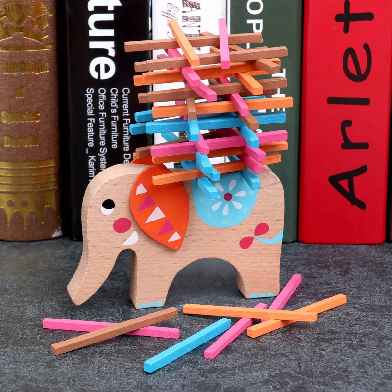 Деревянные игрушки Верблюд, слон, деревянные игрушки для детей, деревянные блоки, игрушки для детей, развивающие игрушки Монтессори - Цвет: Elephant Pink