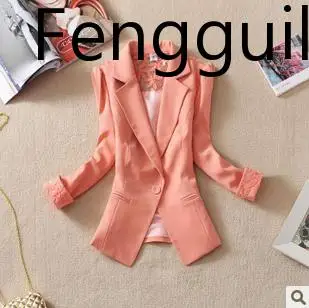 Pink FENGGUILAI женский костюм Женский блейзер элегантный три четверти рукав блейзеры женская верхняя одежда женская летняя куртка - Цвет: Pink