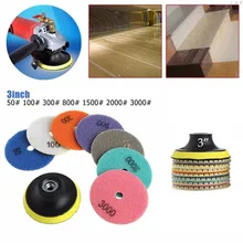 

8pcs 3" Diamond Polishing Pads 50 100 300 800 1500 2000 3000Grit Wet/Dry For Marble Granite Concrete Stone Grinding Discs Set