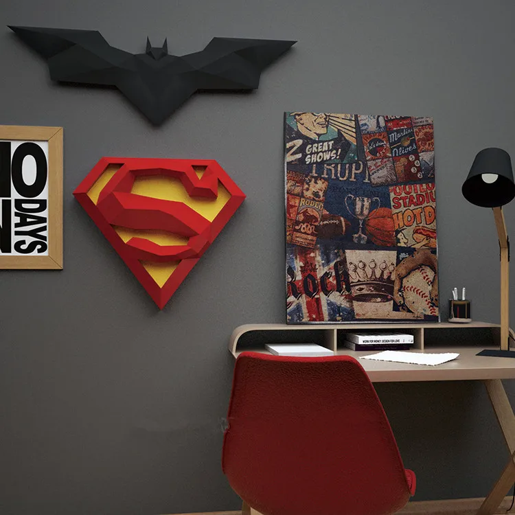 3D бумажная модель Супермен логотип бумага ремесло Домашний Декор стены украшения паззлы образовательные детские игрушки «сделай сам» подарок на день рождения 756