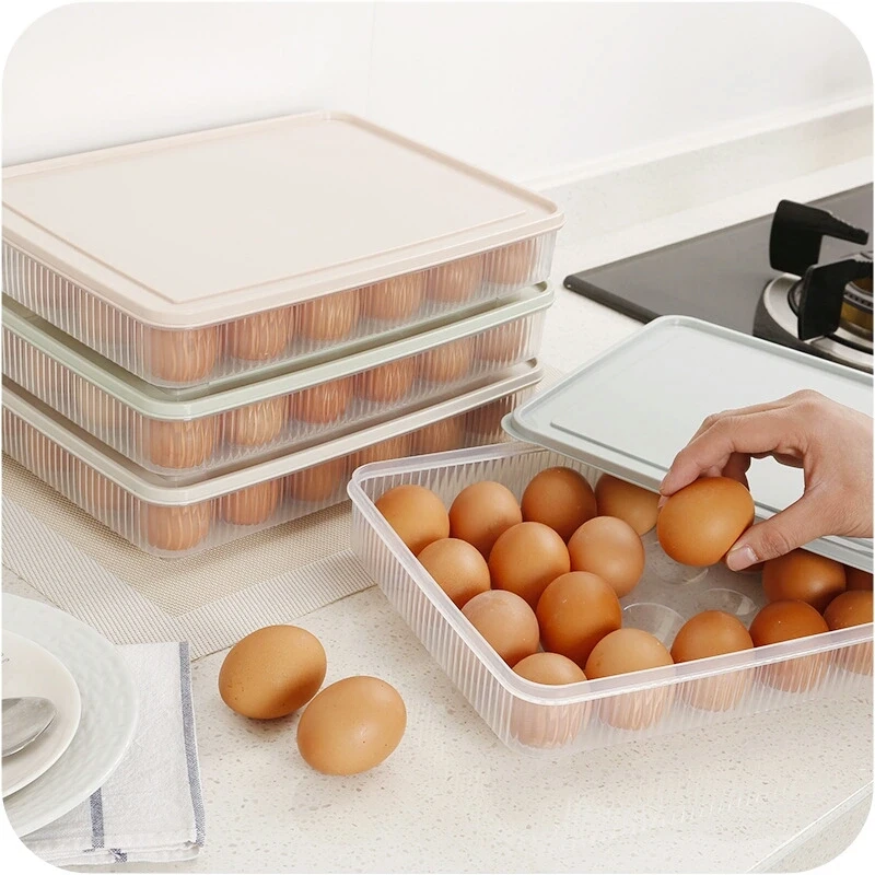 

24 Grids Plastic Egg Storage Box Refrigerator Egg Container Case Eggs holder Stackable Freezer Organizers Kitchen Supplies