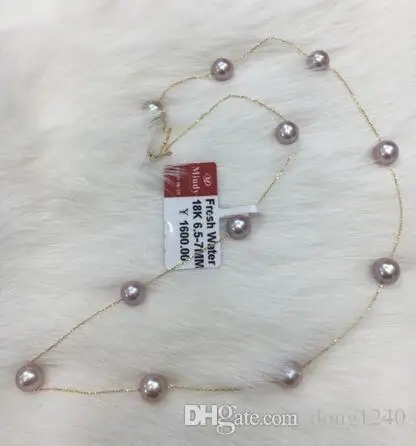 > благородный натуральный de la joyeria 6,5-7 мм de agua dulce perla colgante oro macizo de 18 k