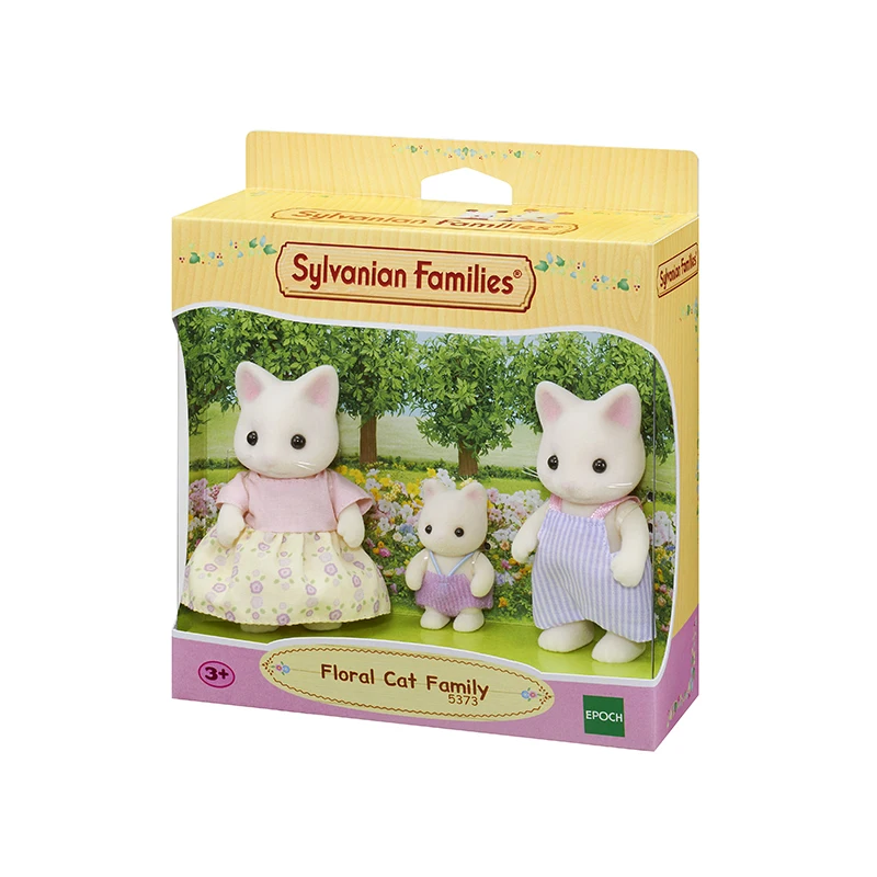 Sylvanian Families кукольный домик, пушистые куклы, фигурки животных, цветочный Кот, Семейный комплект из 3 предметов, новинка 5373