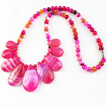 

37x20x7mm 18x12x6mm Peach Onyx Agates Teardrop Beads Jewelry Necklace 17.5 Inch