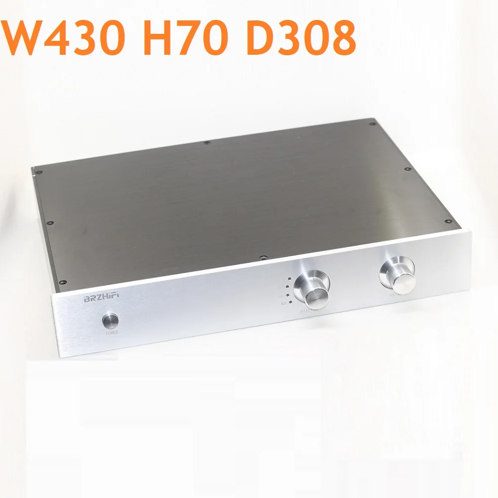 

Tube Power Amplifier Housing DIY Aluminum Two Knobs Chassis DAC Decoder Decoding Enclosure HiFi Post Stage Cabinet W430 H70 D308