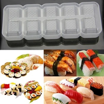 

5 Rolls Food Grade Plastic Sushi Nigiri Maker Rice Ball Molds Nonstick Press Maker DIY Bento Tool Press Bento Tool TSLM1