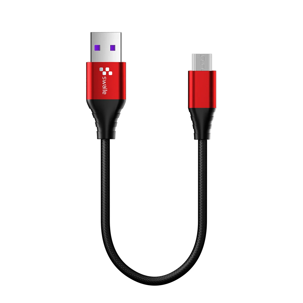 Red for Micro Swalle 20 см Micro USB кабель 3A нейлоновый провод для быстрого заряда для Sam sung Android type-C светильник ning мобильный телефон usb зарядный шнур - Цвет: Red for Micro