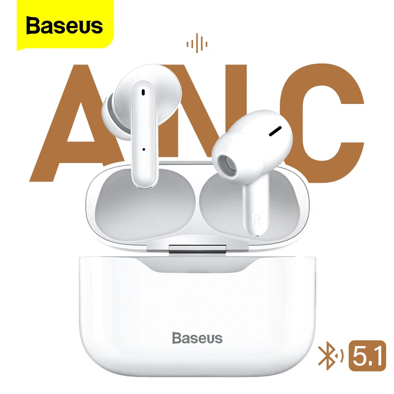 Baseus S1 ANC Active Noise Cancelling Bluetooth 5.1 Earphone TWS True Wireless Earbud Hi-Fi Audio Gaming Headphone Touch Control