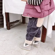 Мужские и женские детские брюки; вельветовые универсальные повседневные брюки с начесом и плотным ворсом; брюки; Сезон Зима; стиль; детская одежда; для детей от 2 до 7 лет