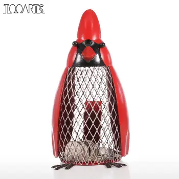

Bird Money Bank with Red Clothes Iron Handmade Bird Shape Coin Bank Practical Craft Home Decoration Accessories Gift