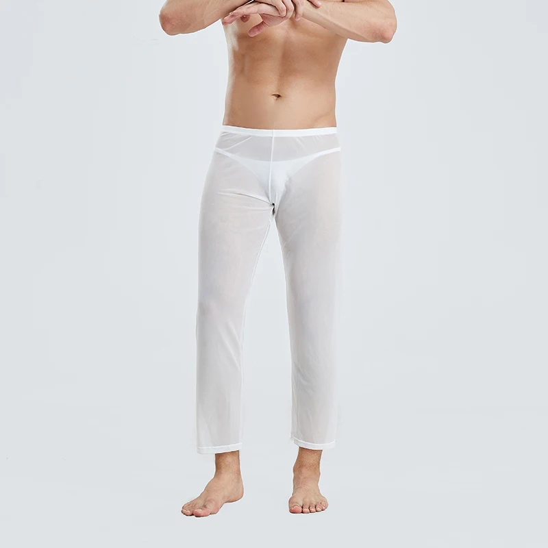 Мужские прозрачные свободные пижамы, дышащие сетчатые прозрачные штаны для отдыха, мягкие удобные брюки, одежда для сна, штаны для сна, разные цвета