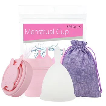 

Reusable 100% Medical Grade Silicone Menstrual Cup Feminine Hygiene Women Period+Sterilizer Cup