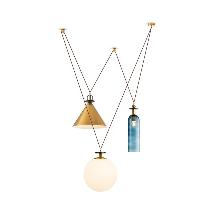 

2019 3 New Design Wholesale Modern Creative Arms Glass Ball Gold Finished Metal Suspension Lamp Pendant Light