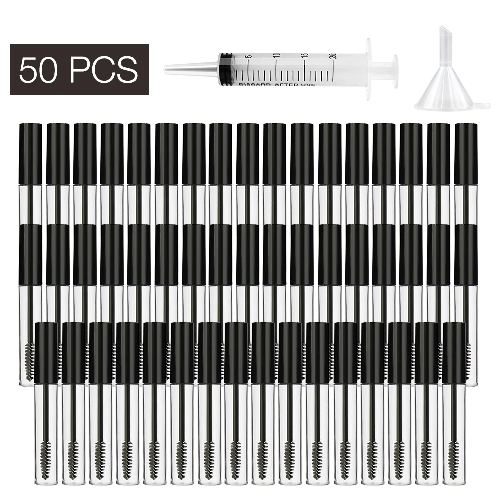 Tubo vazio preto do rímel de 10ml com o recipiente cosmético das garrafas da pestana garrafa recipiente da composição do rímel da pestana recarregáveis recipiente