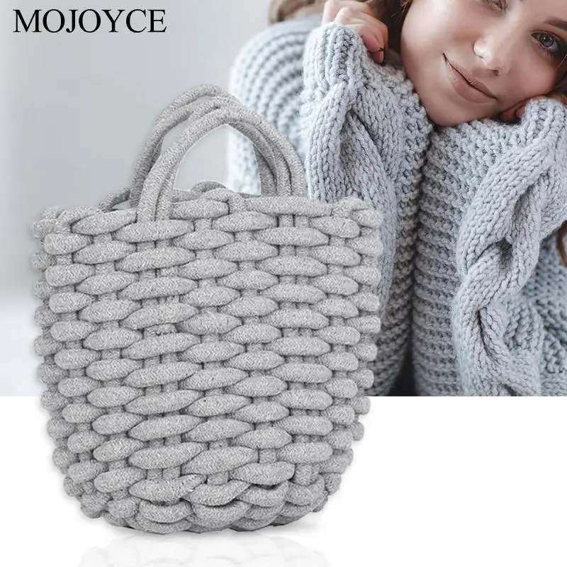 Handmade Cotton Rope Woven Shoulder Handbags Women Beach Shopping Totes