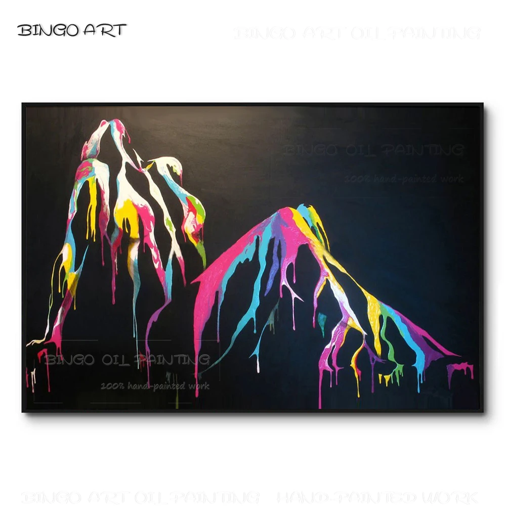 

Best Price Hand-painted Abstract Lady Portrait Canvas Painting Handmade Rich Colors Abstract Sexy Nude Lady Figure Oil Painting