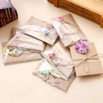 

Valentine's Day Kraft Paper Artificial Flower Greeting Card Small Orange Daisy Wedding Party Event Cards Invitations