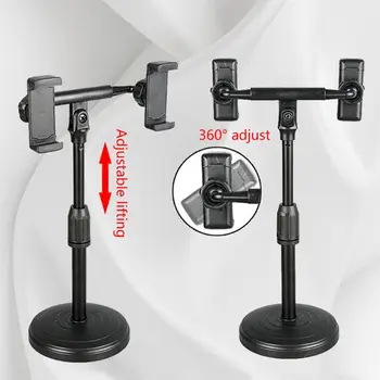 

Dual Device Adjustable Phone/Tablet Stand Multi-Angle Foldable Desk Double Holde M0XB