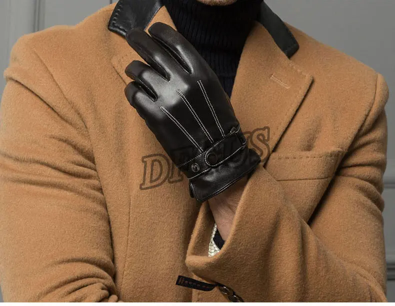 Men Fashion Winter Faux Leather Motorcycle Full Finger Touch Screen Warm Gloves