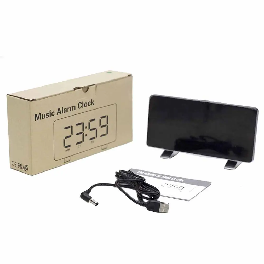 Led Radio Alarm Clock Creative Snooze Electronic Clock Desk Clock Bedroom Office Usb Charging Alarm Clock
