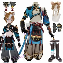 

Game Genshin Impact Gorou Cosplay Costume Fox Tail Ears Anime Wig Cosplay Carnival Party Costume For Men Boy Women