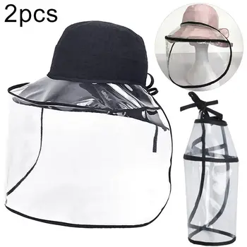 

2Pcs Detachable Protective Anti-saliva Fisherman Hat Replacement Face Shield Anti Splash Safety Isolation Protective Mask