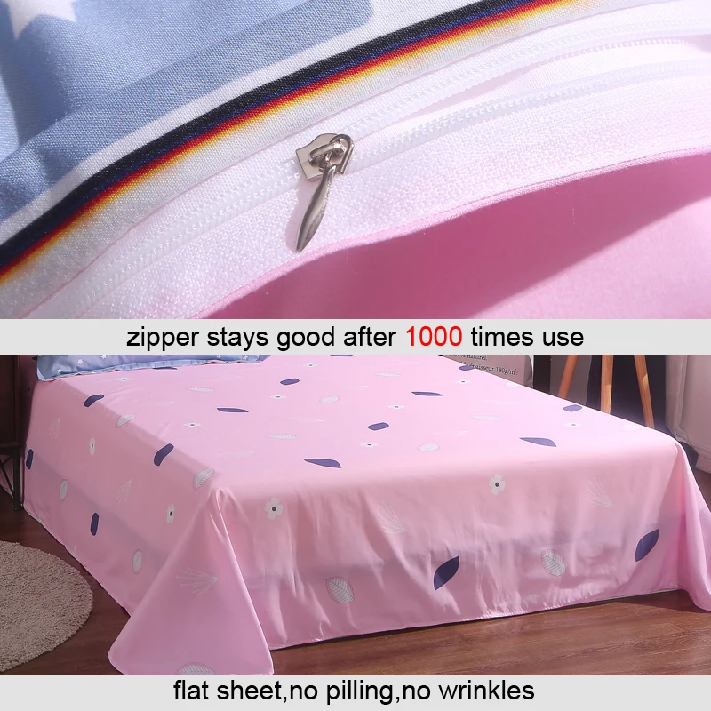Синий и розовый комплект постельного белья из стираного хлопка, супер мягкий, Скандинавское простое одеяло с фламинго, пододеяльник, спальные простыни, комплект для спальни