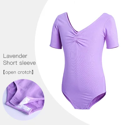 Ballet Leotards Kids Gymnastics Leotard Girls Dance Bodysuit Dancewear Dance Costumes Toddler Cotton Dance Leotard Short Sleeves Lavender