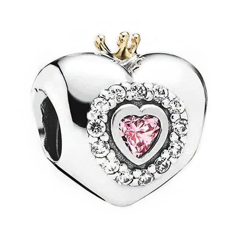

Princess Charm 100% 925 Sterling Silver Heart Charms Fit Original Bracelet Diy Jewelry